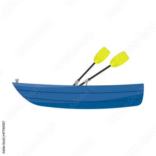 Boat with oars icon. Colored silhouette. Side view. Vector simple flat graphic illustration. The isolated object on a white background. Isolate.