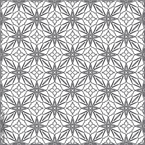 Vector pattern with symmetrical elements . Repeating geometric tiles from striped elements.Monochrome stylish texture.Black and white pattern for wallpapers and backgrounds.