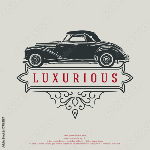 classic car vector logo emblem, vintage logo style