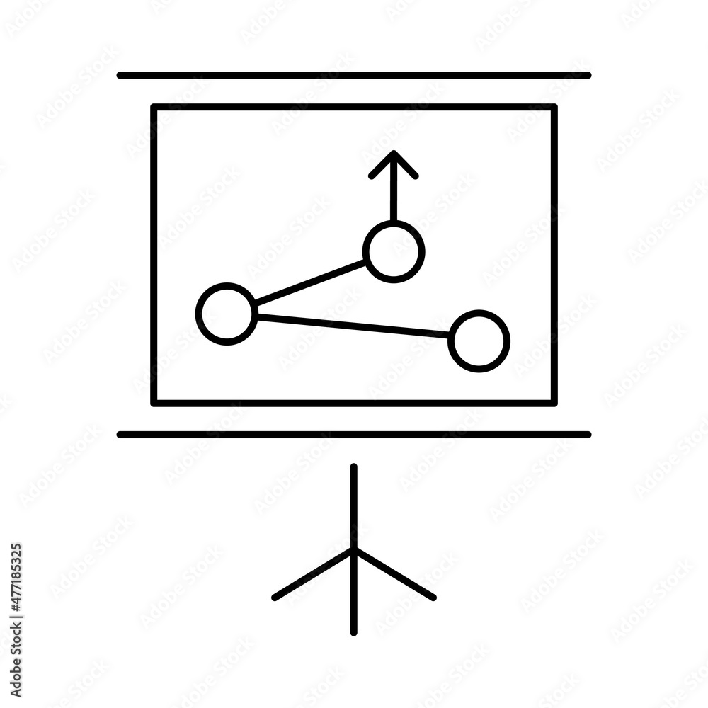 Display with chart or route for logistics. Simple outline black and white vector icon with thin lines. Editable line thickness Display with chart or route for logistics. Simple outline black and white vector icon with thin lines. Editable line thickness