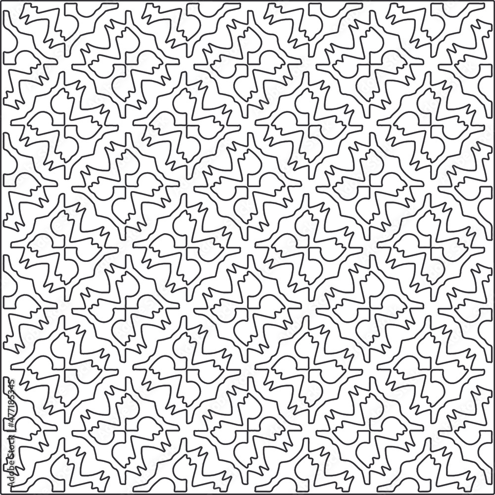 floral pattern background.Repeating geometric pattern from striped elements.  Black pattern. 