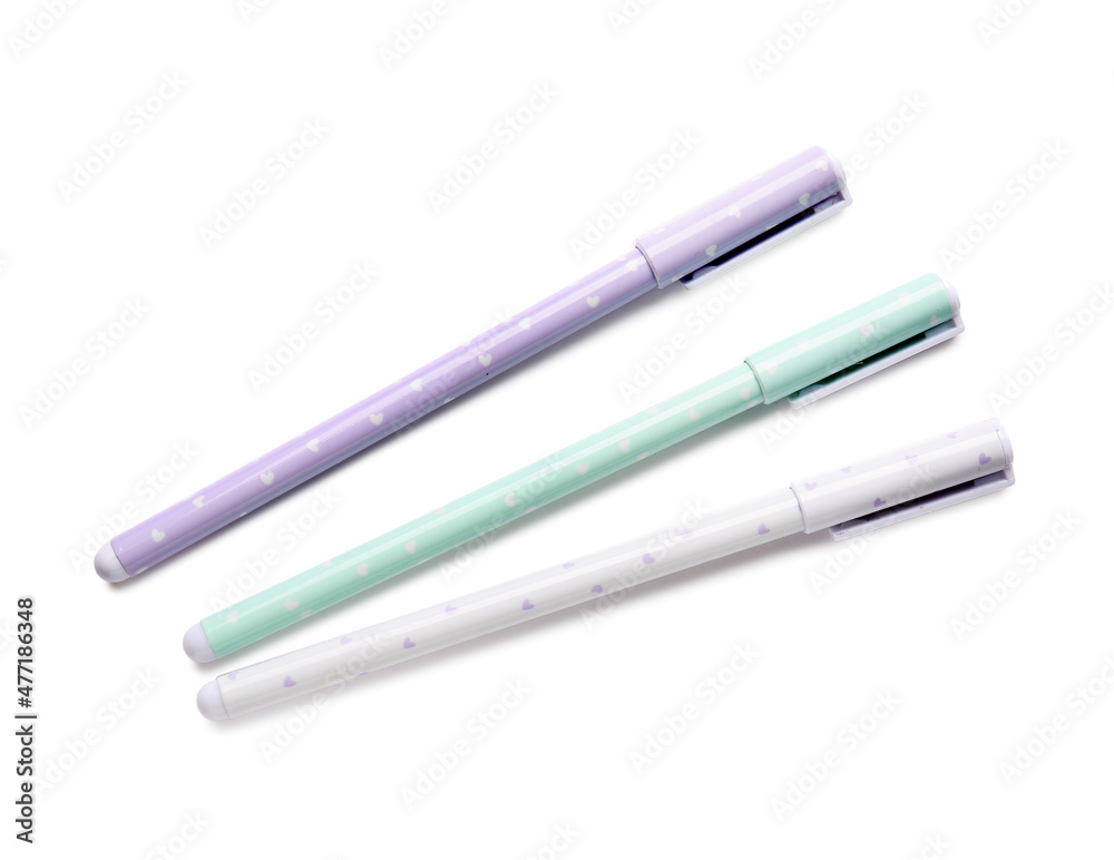 Colorful pens on white background Colorful pens on white background