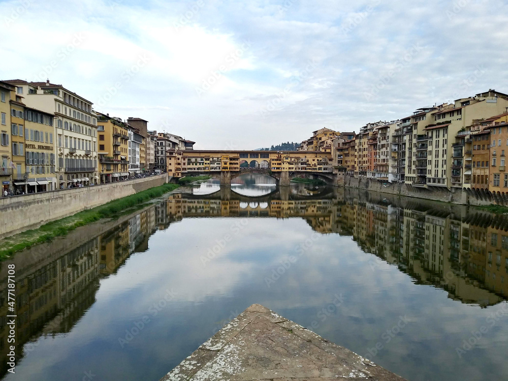 Arno river, bridge in Florence , old town