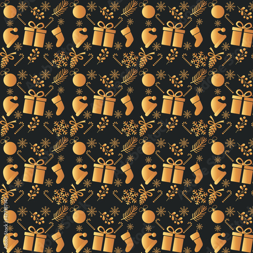  Christmas seamless  pattern with ornaments. Christmas wrapping paper concept. Ideal for postcards, poster, wallpaper, fabric
