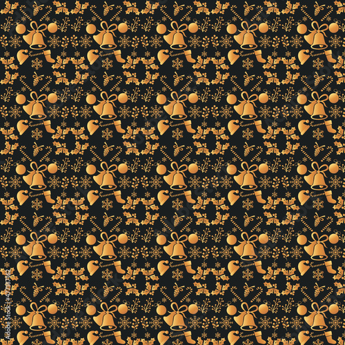  Christmas seamless  pattern with ornaments. Christmas wrapping paper concept. Ideal for postcards, poster, wallpaper, fabric
