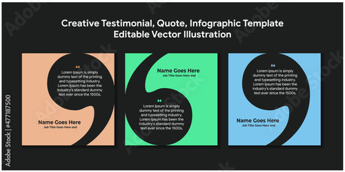Creative Testimonial, Quote , Infographic Template Editable Vector Illustration 