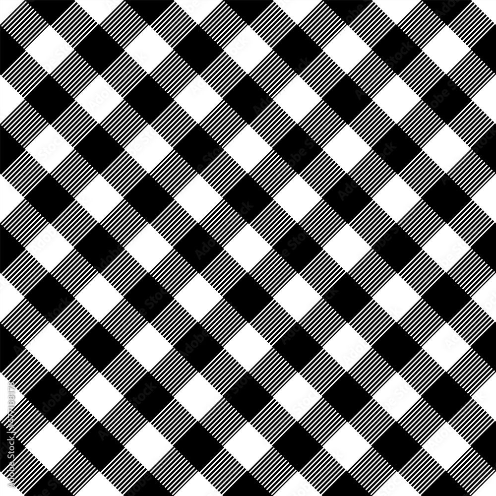 Classic monochrome gingham seamless pattern. Vector illustration. Black and white vichy texture for textile, tablecloth, wrapping, etc.