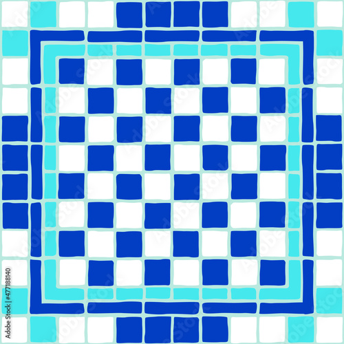 Vintage mosaic pattern. Blue portuguese tile. (ID: 477188140)