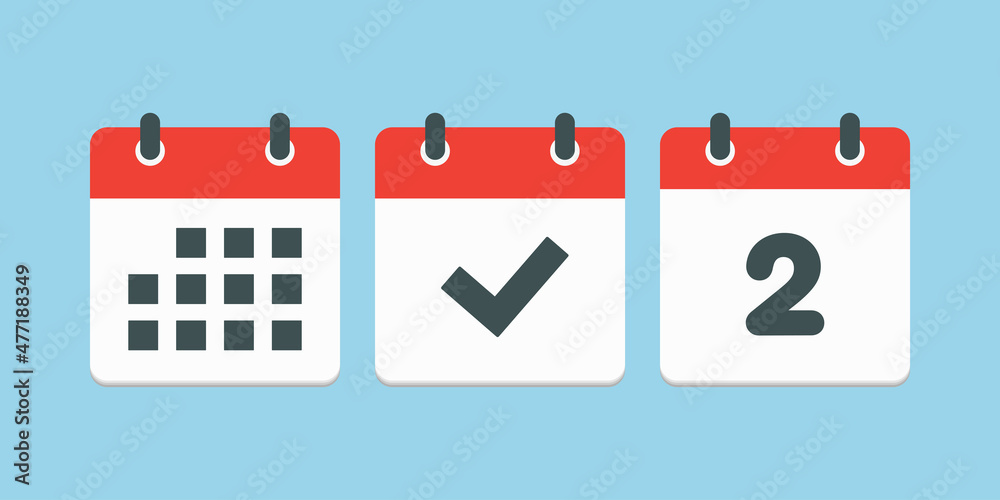 Vector page calendar number 2, done, agenda app Vector page calendar number 2, done, agenda app