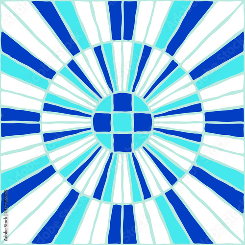 Vintage mosaic pattern. Blue portuguese tile. (ID: 477188306)