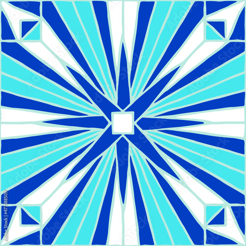 Vintage mosaic pattern. Blue portuguese tile. (ID: 477188509)