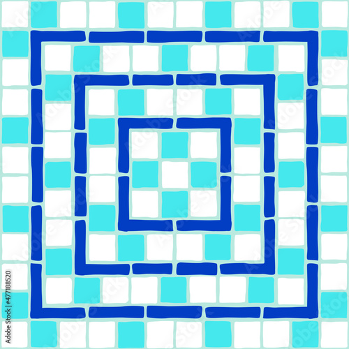 Vintage mosaic pattern. Blue portuguese tile. (ID: 477188520)