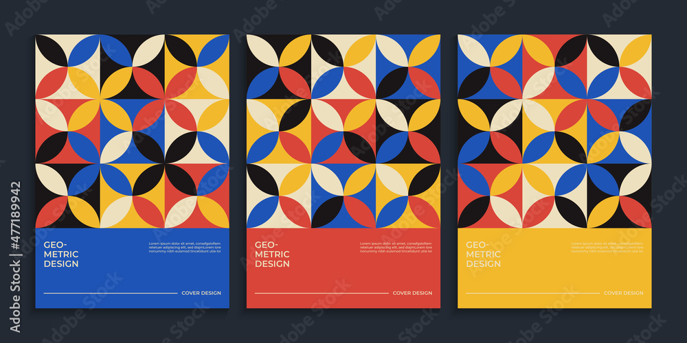 Naklejka premium Minimal retro bauhaus cover design template