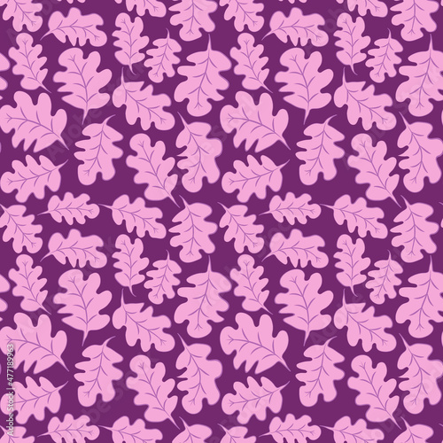 Seamless pattern on a square background - oak leaves - abstraction  surreal. Design element. Graphics  minimalism