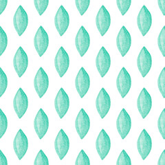 Sierkussen Turquoise patronen Aquarel groene bladeren naadloos patroon  © Maria S