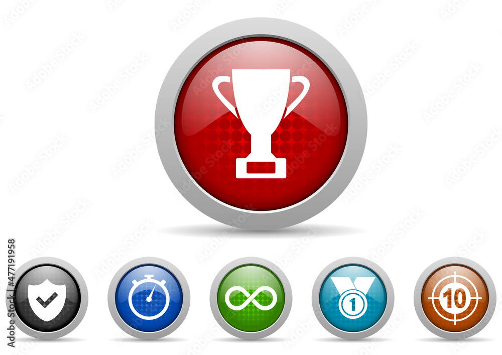 Sports symbols icon set, competition concept web buttons Sports symbols icon set, competition concept web buttons