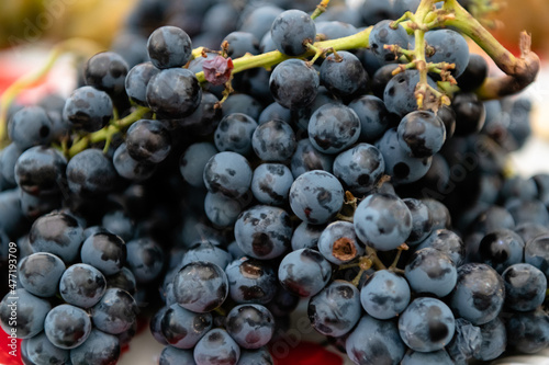 Juicy bunch of grapes on the table