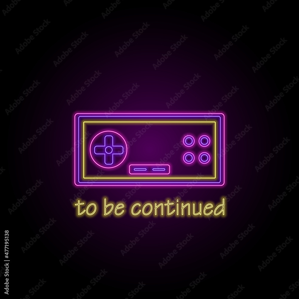 Retro joystick in line style with different color neon effect. Neon objects. Vector illustration