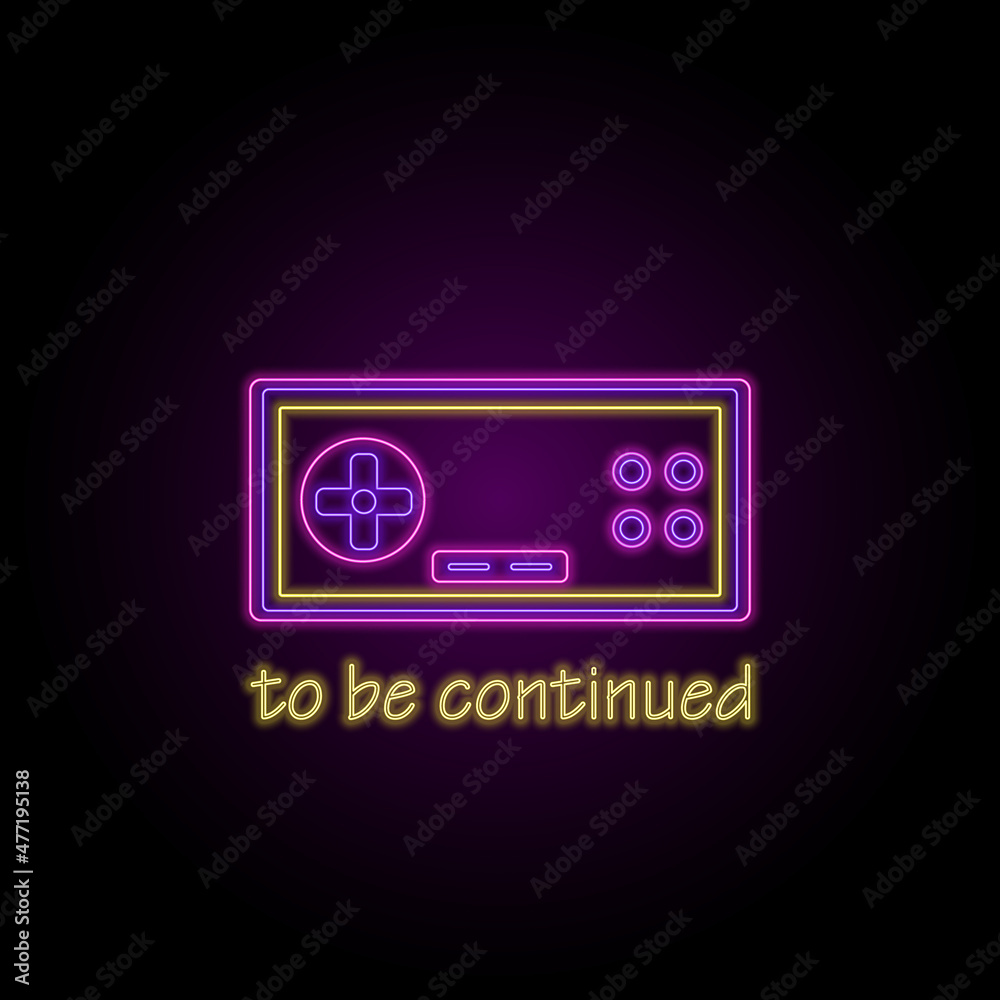 Fototapeta premium Retro joystick in line style with different color neon effect. Neon objects. Vector illustration