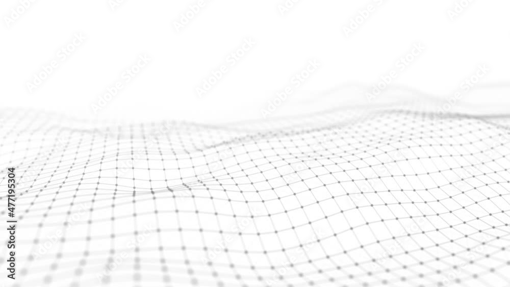 Technology white wave. Big data visualization. Analytics representation. Digital background. 3d rendering.