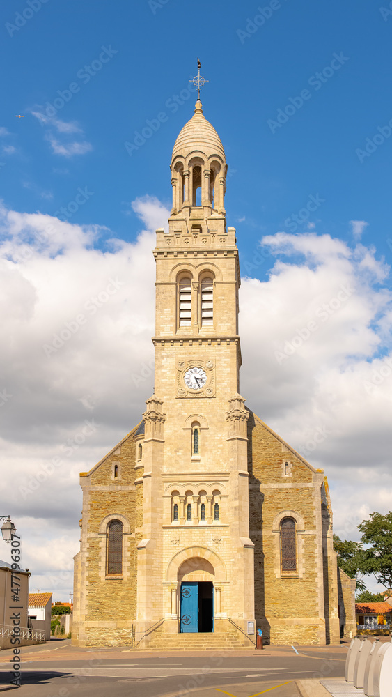 Saint-Gilles-Croix-de-Vie, in Vendee, the Sainte-Croix church 
