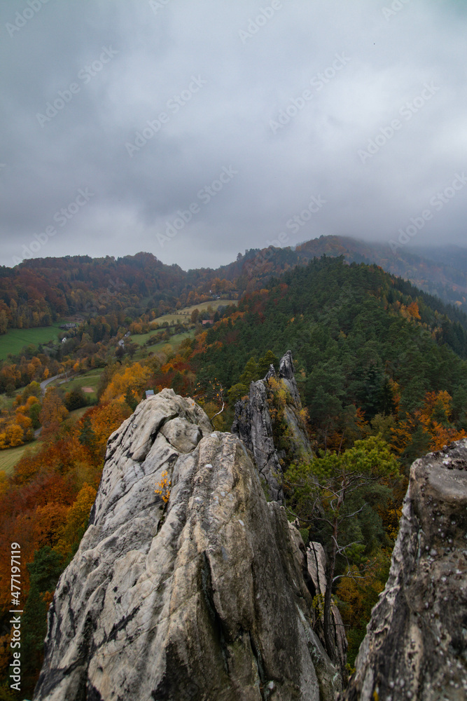 rock castel wranow, czech republic in autumn