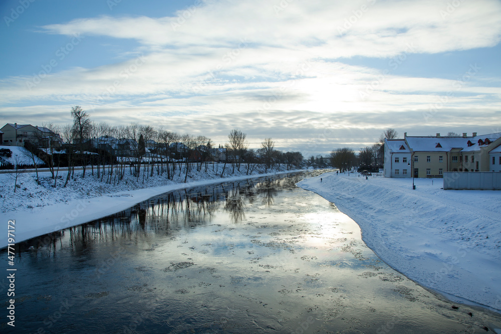 Kedainiai Town Nevezis River in Winter