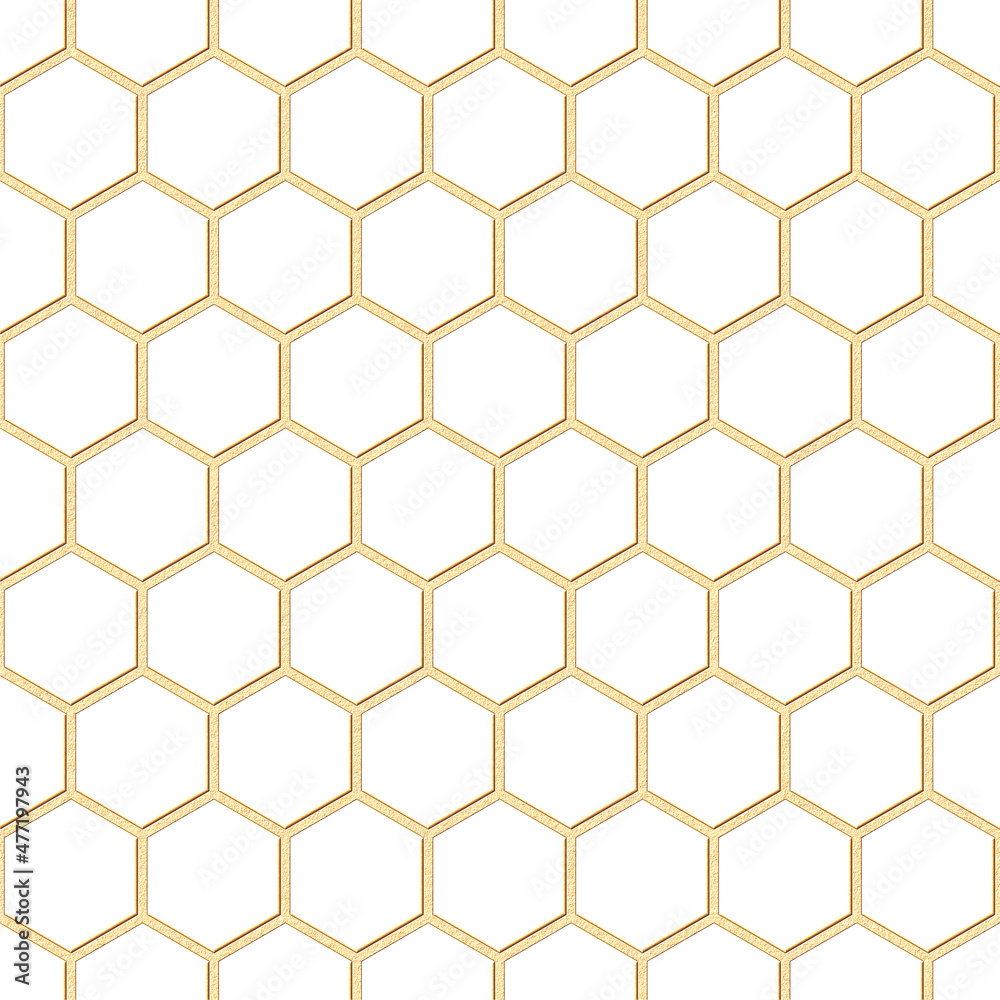 White and cream hexagon wall texture seamless background. 3d rendering. White and cream hexagon wall texture seamless background. 3d rendering.