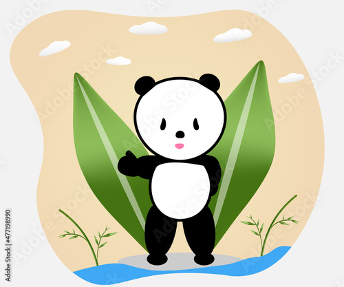 Panda found a clearing where bamboo grows