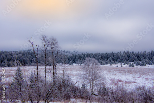 A winter countryside landscape in the province of Quebec, Canada