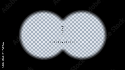 Binoculars viewfinder with markings on a transparent background. Vector illustration.