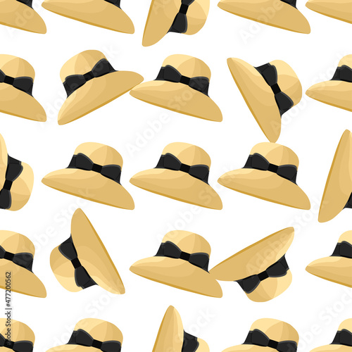 Illustration on theme colored pattern hats straw