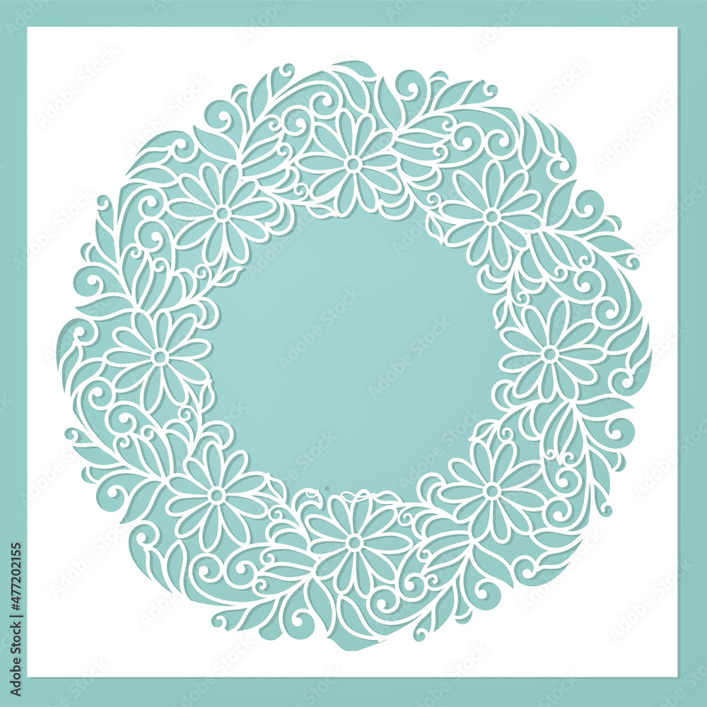 floral invitation card, laser cutting
