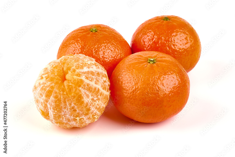 Tangerine or clementine, close-up, isolated on a white background. Tangerine or clementine, close-up, isolated on a white background.