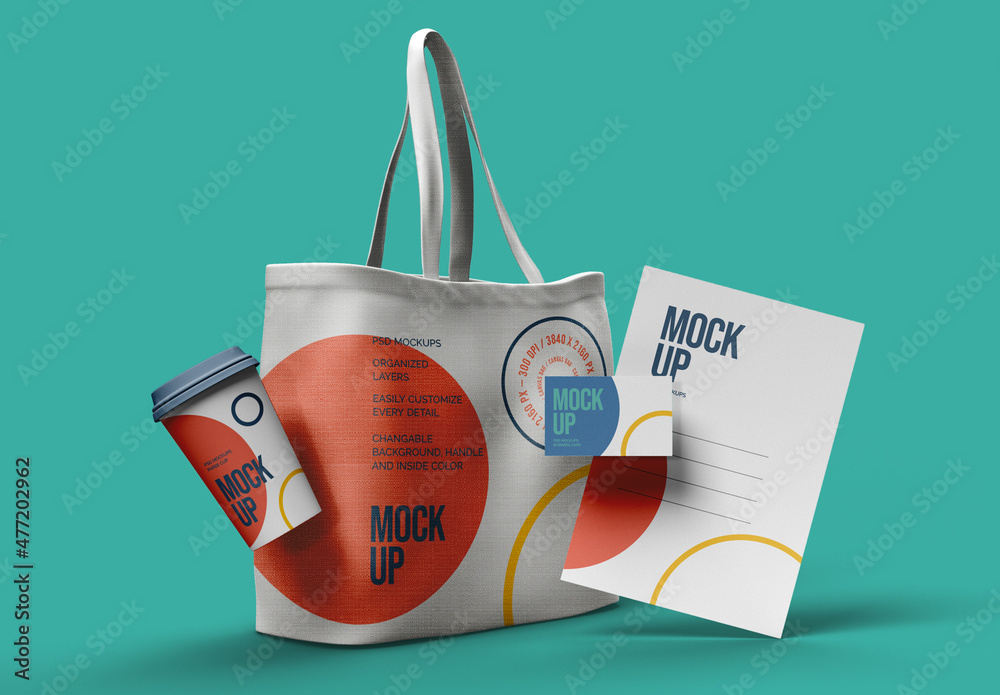 Canvas Bag Business Card Paper Cup and Letterhead Mockup Design Stock ...