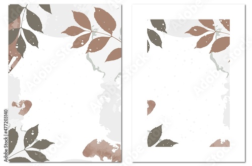 Wedding invitation in botanical style, vector watercolor, letterhead template, background for invitation, natural shades