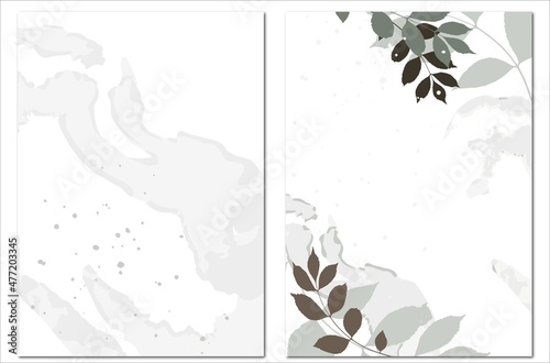 Wedding invitation in botanical style, vector watercolor, letterhead template, background for invitation, natural shades