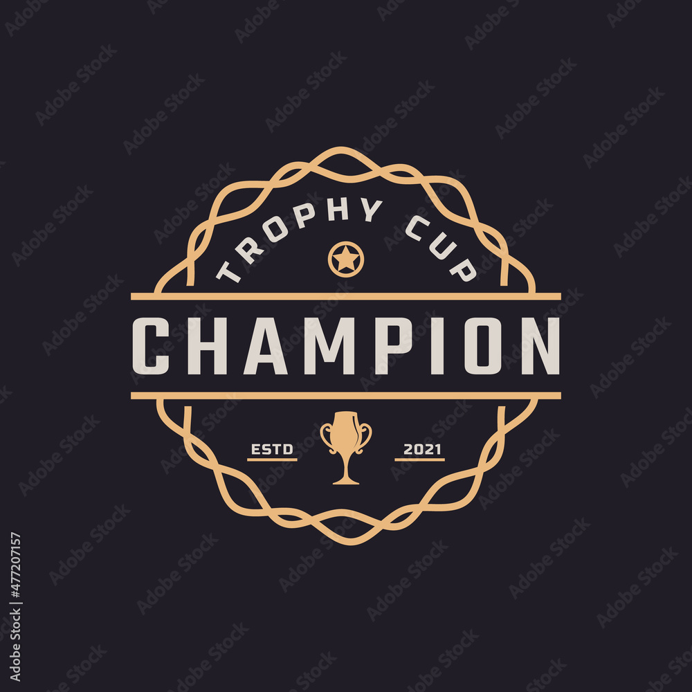 Classic Vintage Label Badge Emblem Trophy Cup Beer for Retro Sport Bar ...