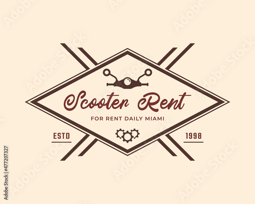 Classic Vintage Retro Label Badge Emblem Motorbike and Scooter Rental Logo Design Inspiration