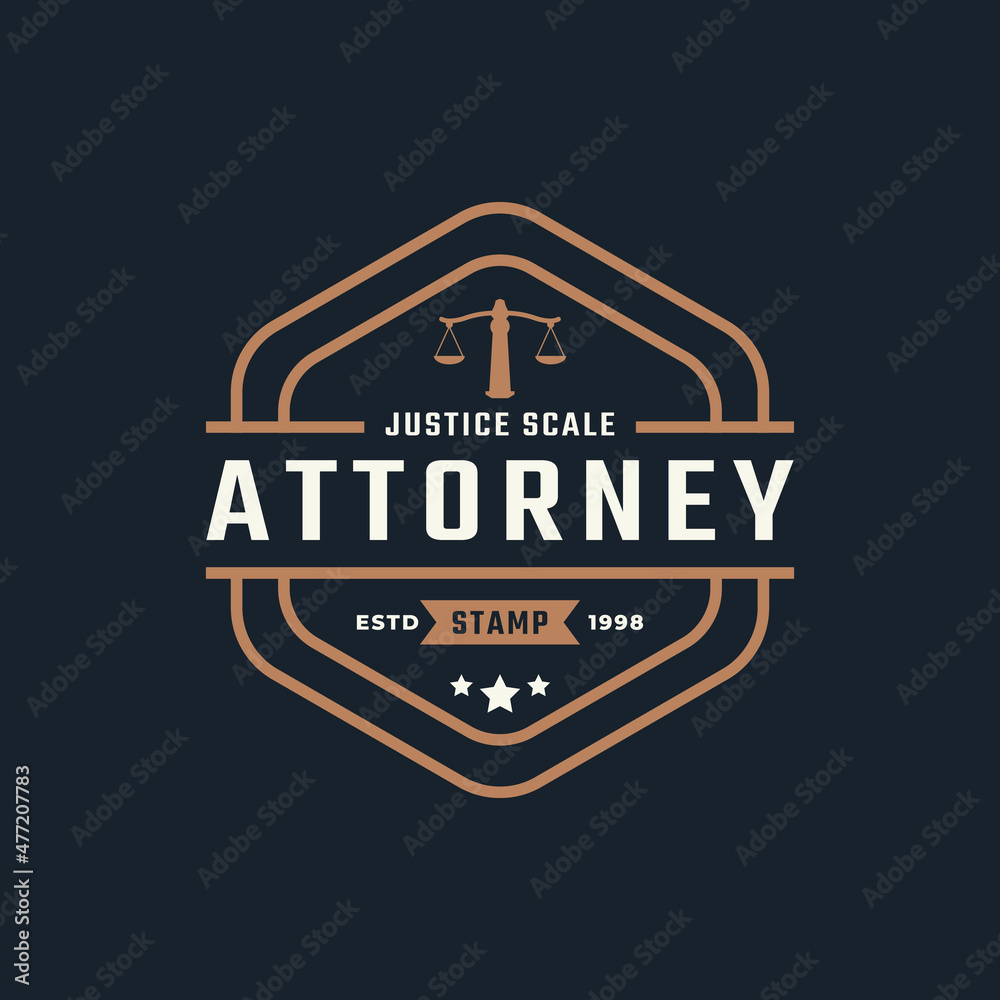 Rustic Vintage Retro Label Badge Emblem Justice Scale Stamp for Attorney Logo Design Inspiration