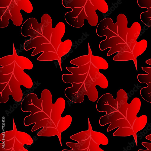 Seamless pattern on a square background - oak leaves - abstraction, surreal. Design element