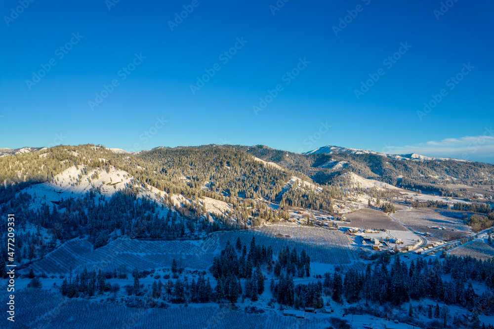 Snow covered mountains in Leavenworth, Washington 