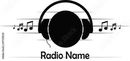 Elegant Logo for a radio station or radio show or a podcast in black and white