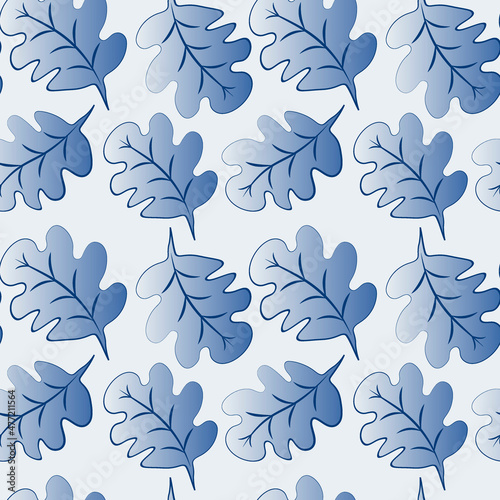 Seamless pattern on a square background - oak leaves - abstraction, surreal. Design element