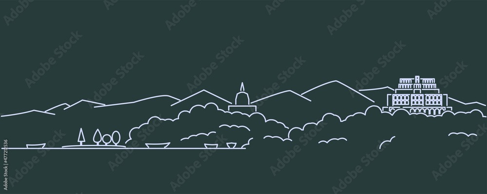 Srinagar Single Line Skyline Profile