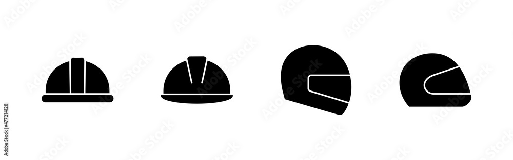 Helmet icons set. Motorcycle helmet sign and symbol. Construction helmet icon. Safety helmet Helmet icons set. Motorcycle helmet sign and symbol. Construction helmet icon. Safety helmet
