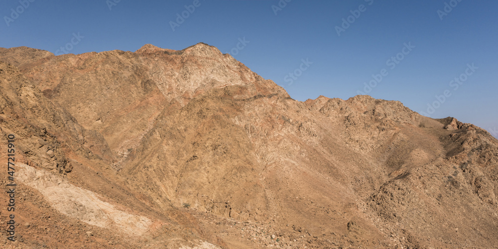 panorama in mountain range at sinai egypt similar to Martian landscapes