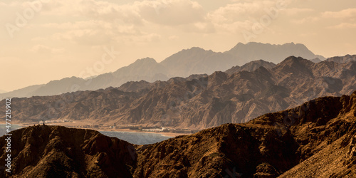 panorama in mountain range at sinai egypt similar to Martian landscapes