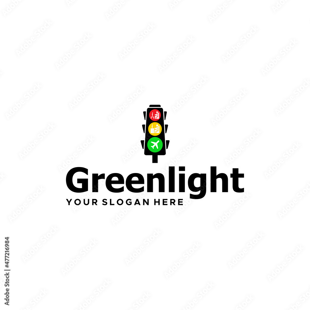 Modern colorful GREEN LIGHT signs logo design