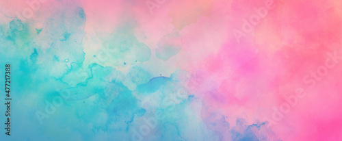 Watercolor background in blue and pink colors, colorful painted background texture in abstract painted illustration © Arlenta Apostrophe
